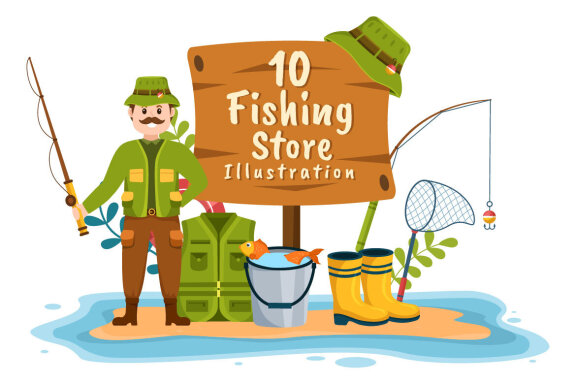 10 Fishing Shop Illustration