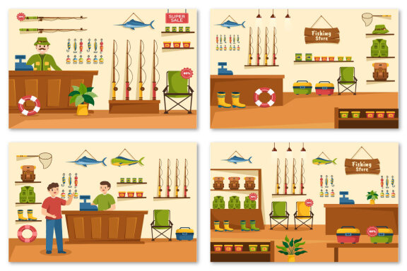 10 Fishing Shop Illustration