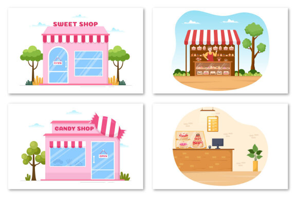 12 Sweet Shop Illustration