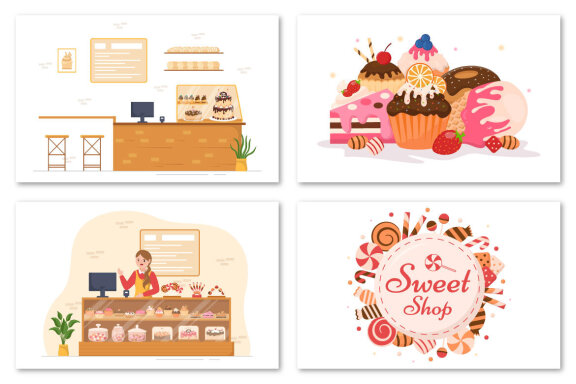 12 Sweet Shop Illustration