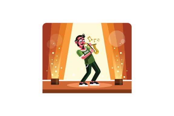 Musician Playing Saxophone on Stage