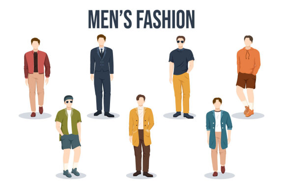 15 Fashion Men Trendy Outfits Illustration