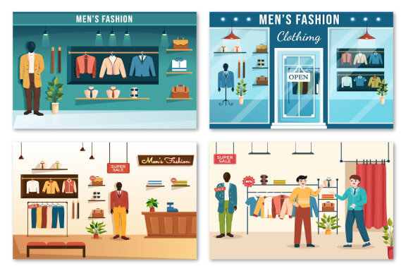 15 Fashion Men Trendy Outfits Illustration