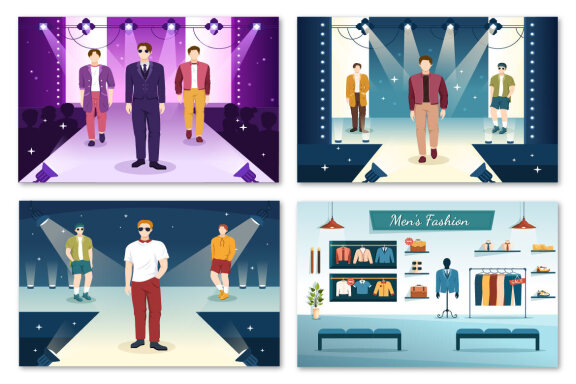 15 Fashion Men Trendy Outfits Illustration