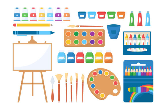 11 Art Store of Painting Supplies Illustration
