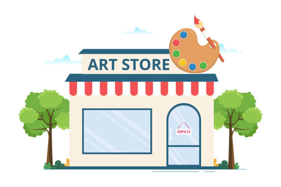 11 Art Store of Painting Supplies Illustration