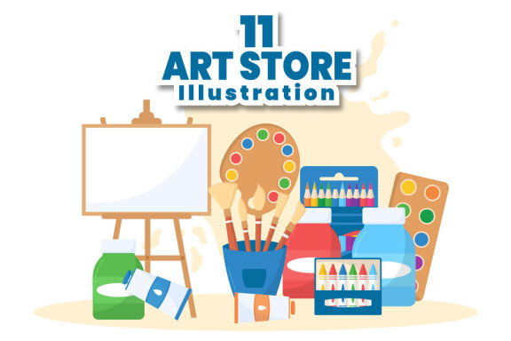 11 Art Store of Painting Supplies Illustration
