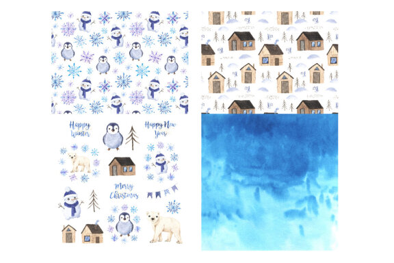 Watercolor Winter Digital Papers Pack