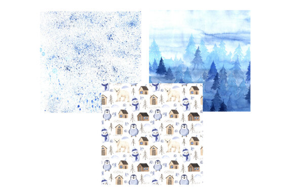 Watercolor Winter Digital Papers Pack