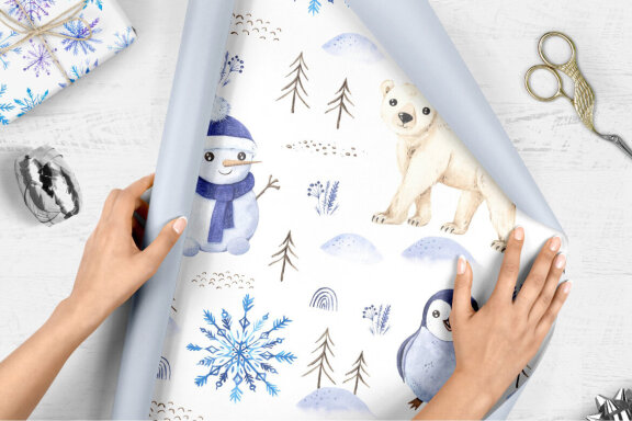 Watercolor Winter Digital Papers Pack