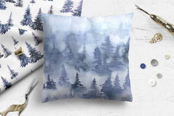 Watercolor Winter Forest Digital Papers