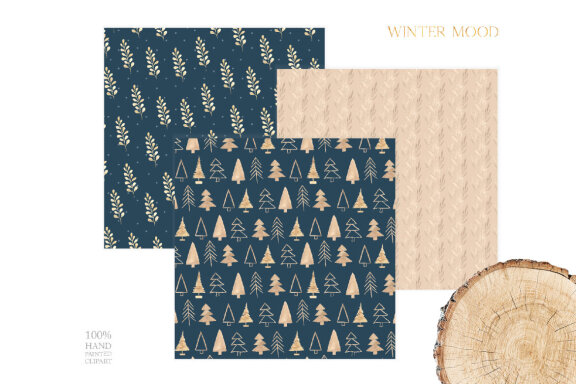 Watercolor Blue Winter Digital Paper Pack