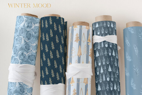 Watercolor Blue Winter Digital Paper Pack