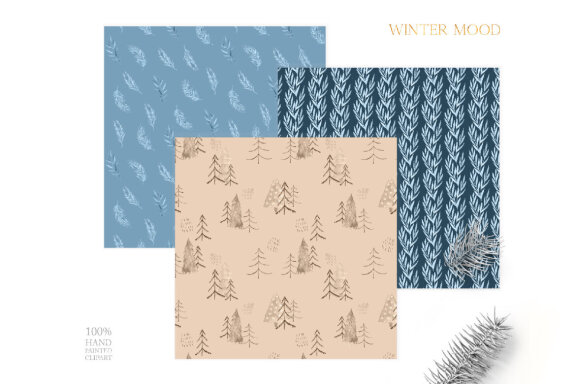 Watercolor Blue Winter Digital Paper Pack