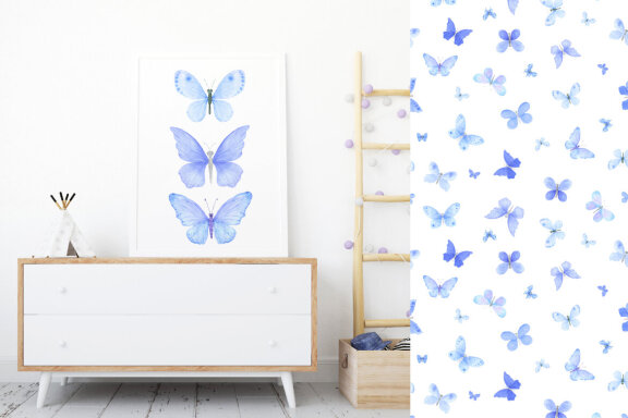 Watercolor Blue Butterfly Clipart