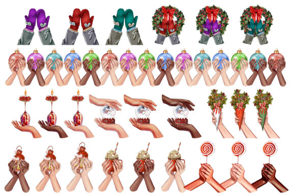 Bundle Christmas Hands, Christmas Gift, Christmas Postcard