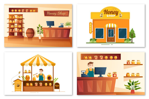 12 Honey Shop Illustration