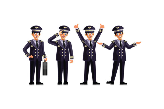 Pilot Character Set Graphics Vector Illustration