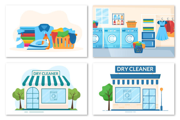 12 Dry Cleaning Store Service Illustration
