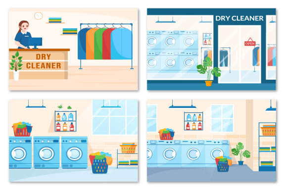 12 Dry Cleaning Store Service Illustration