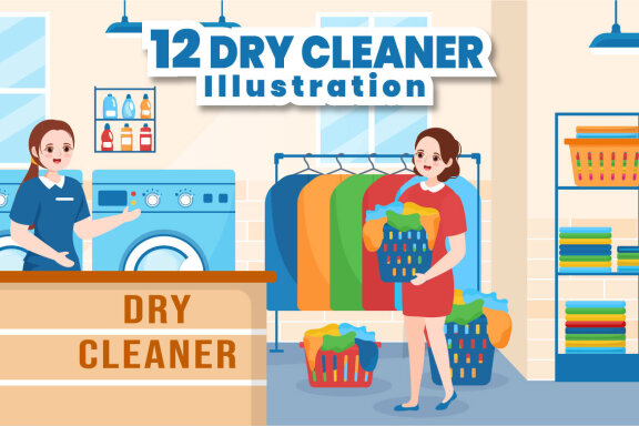 12 Dry Cleaning Store Service Illustration