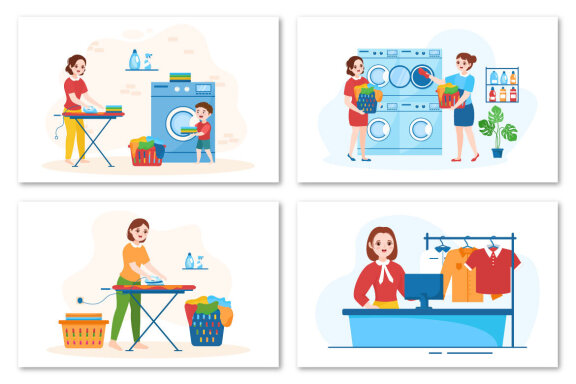 12 Dry Cleaning Store Service Illustration