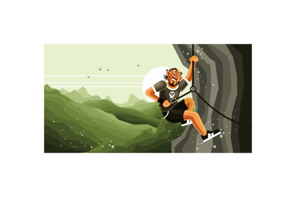 Rock Climber Vector Graphics Illustration