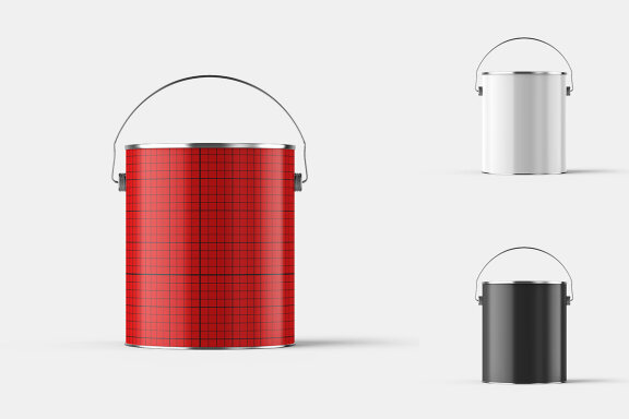 Metallic Glossy Paint Bucket - Free Mockup