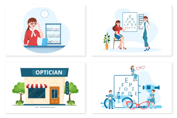 11 Eye Glasses Store Illustration