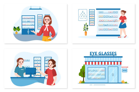 11 Eye Glasses Store Illustration