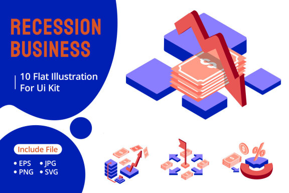 Recession Business isometric icon illustration
