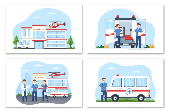 10 Medical Vehicle Ambulance Car Illustration
