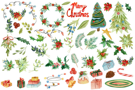 New Year symbol rabbit 2023, Christmas watercolor clipart