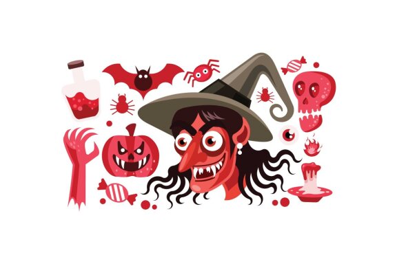 Set of Halloween Vector Illustration