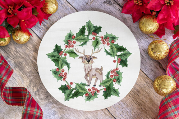 Watercolor Christmas Animal Clipart