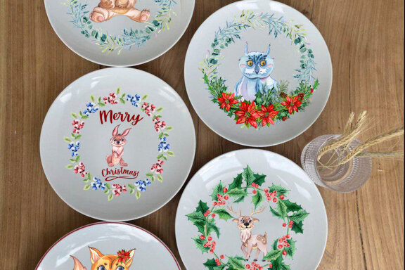 Watercolor Christmas Animal Clipart