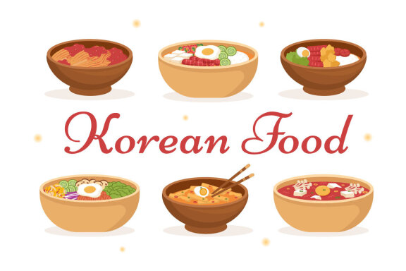 11 Korean Food Set Menu Illustration
