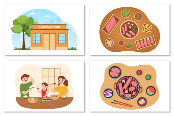 11 Korean Food Set Menu Illustration