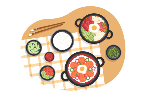 11 Korean Food Set Menu Illustration