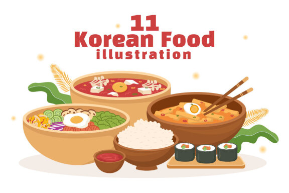 11 Korean Food Set Menu Illustration