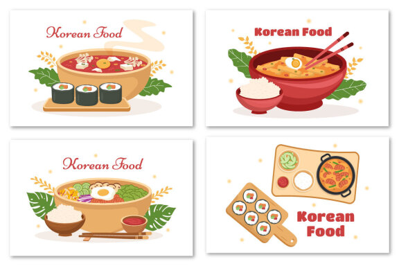 11 Korean Food Set Menu Illustration
