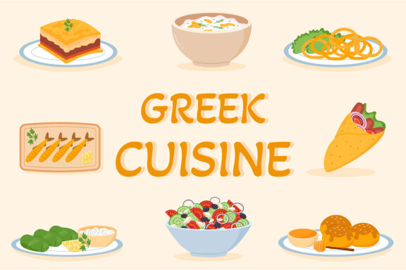 11 Greek Cuisine Restaurant Illustration