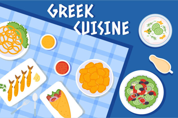 11 Greek Cuisine Restaurant Illustration