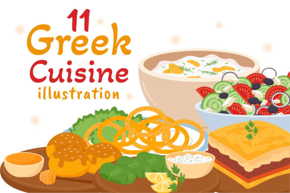 11 Greek Cuisine Restaurant Illustration