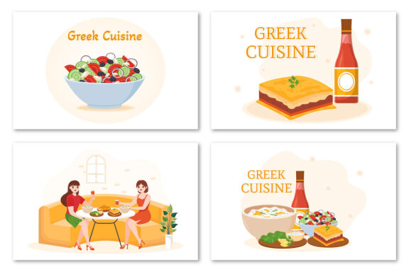 11 Greek Cuisine Restaurant Illustration