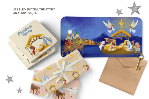 Christmas Nativity Clipart Illustrations