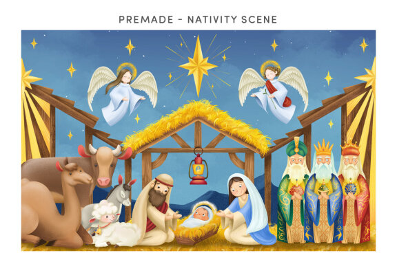 Christmas Nativity Clipart Illustrations