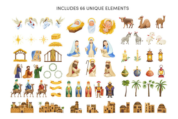 Christmas Nativity Clipart Illustrations