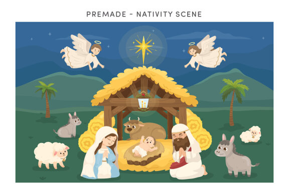 Christmas Nativity Vector Illustrations