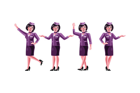 Stewardess Character Graphics Vector Illustration